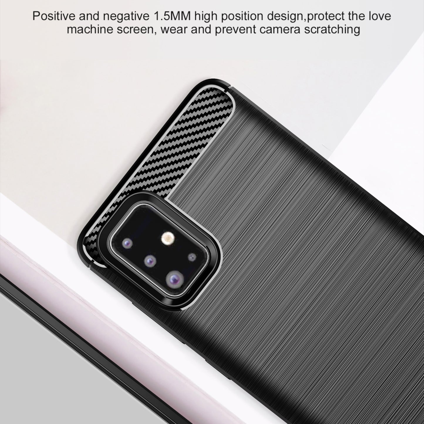 1.8mm eat Dissipation TPU Case Full Brushed Surface Coverage Carbon Fiber Texture Phone Cover for Samsung Galaxy A71 4G SM-A715