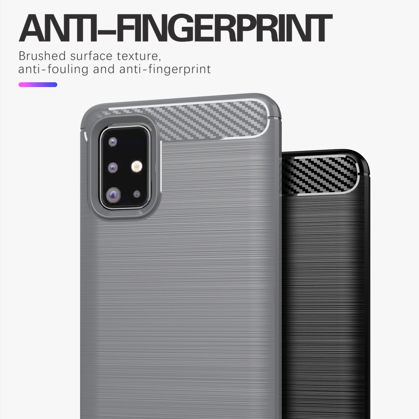 1.8mm eat Dissipation TPU Case Full Brushed Surface Coverage Carbon Fiber Texture Phone Cover for Samsung Galaxy A71 4G SM-A715