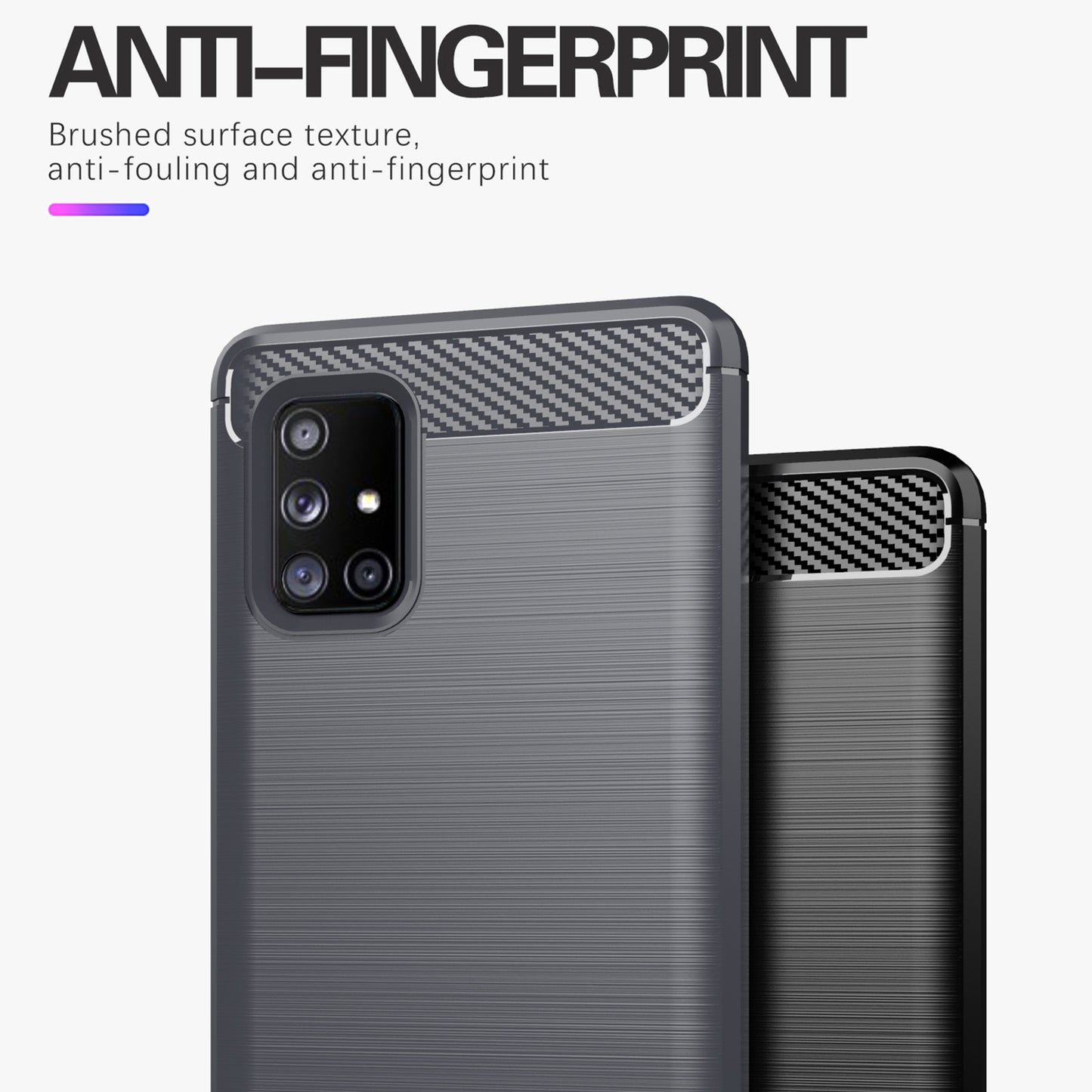 1.8mm Heat Dissipation TPU Case Shock-Absorbed Fall-Resistant Carbon Fiber Texture Brushed Surface Phone Cover for Samsung Galaxy A71 5G SM-A716