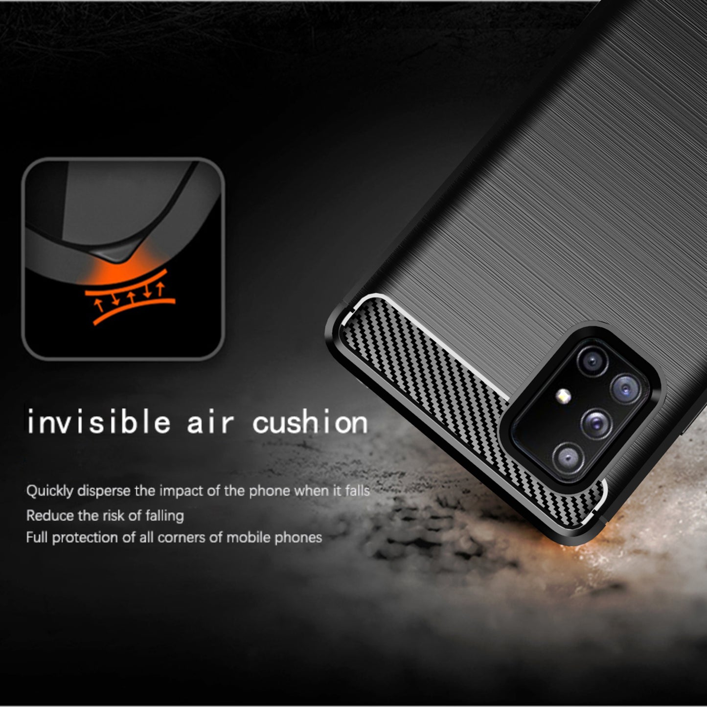 1.8mm Heat Dissipation TPU Case Shock-Absorbed Fall-Resistant Carbon Fiber Texture Brushed Surface Phone Cover for Samsung Galaxy A71 5G SM-A716