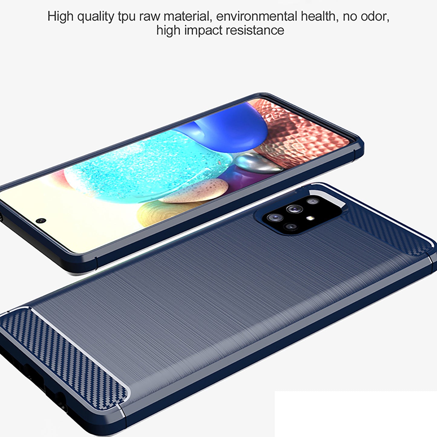 1.8mm Heat Dissipation TPU Case Shock-Absorbed Fall-Resistant Carbon Fiber Texture Brushed Surface Phone Cover for Samsung Galaxy A71 5G SM-A716