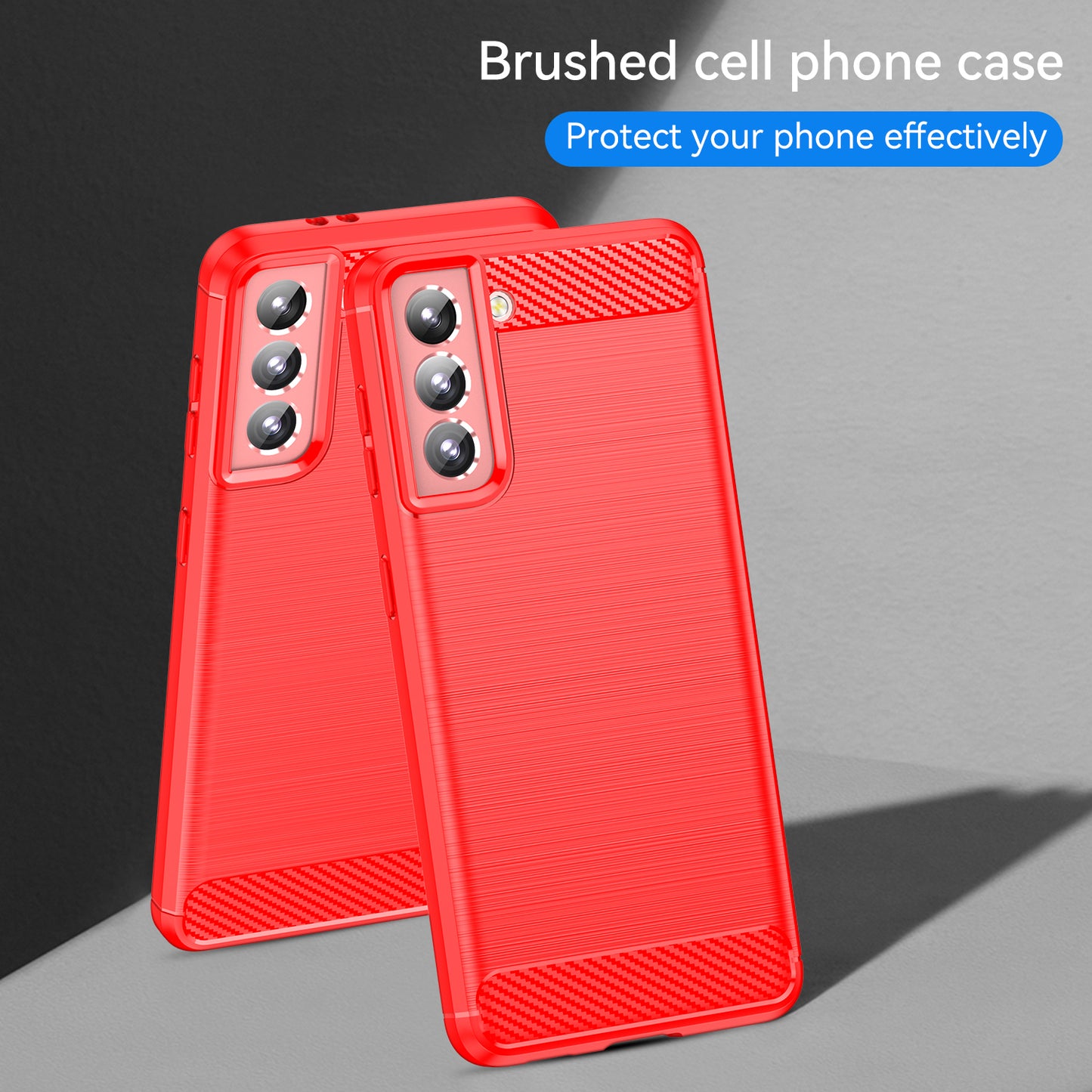 1.8mm Heat Dissipation TPU Case Anti-Scratch Anti-Fall Carbon Fiber Texture Phone Cover with Brushed Surface for Samsung Galaxy S21 4G/5G