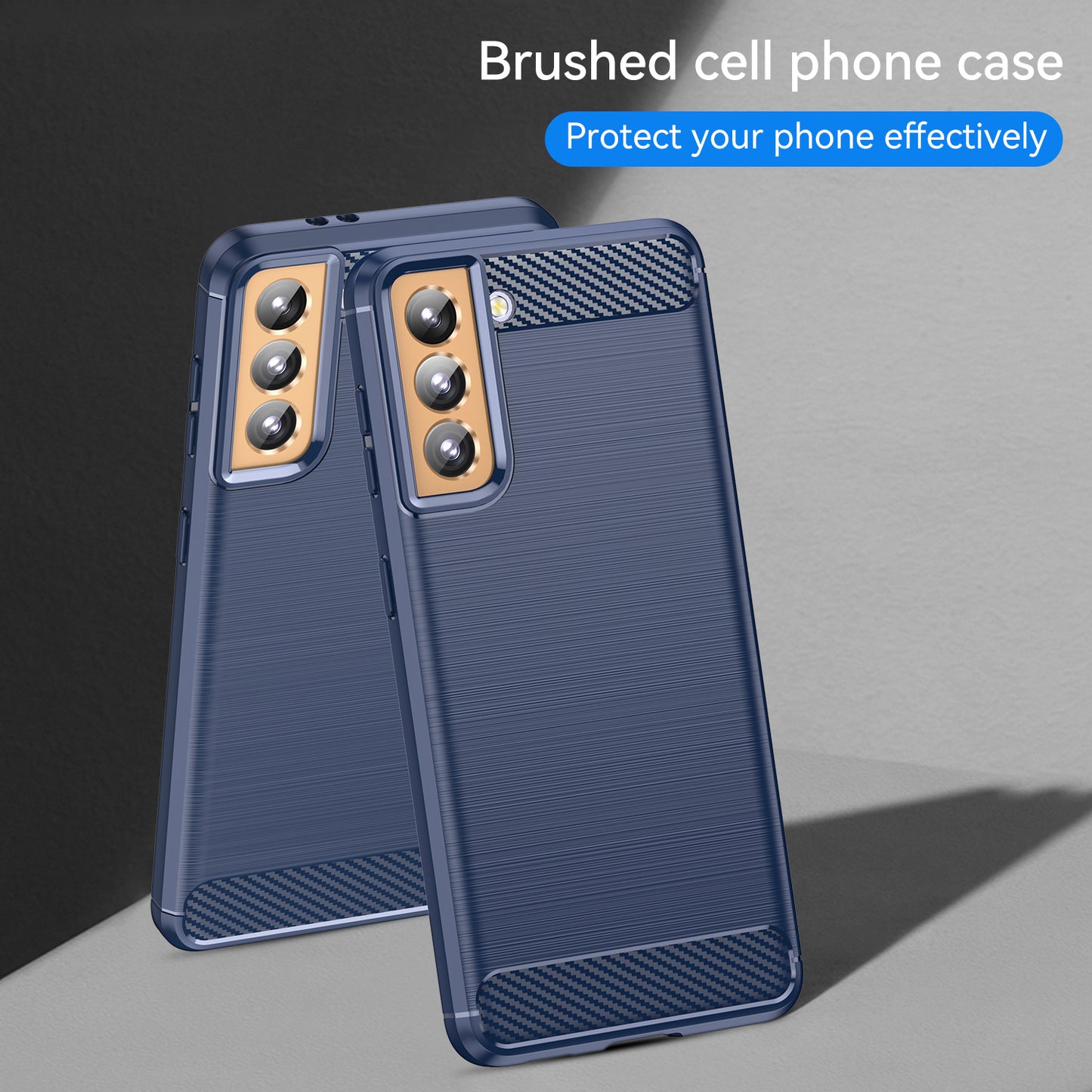 1.8mm Heat Dissipation TPU Case Anti-Scratch Anti-Fall Carbon Fiber Texture Phone Cover with Brushed Surface for Samsung Galaxy S21 4G/5G