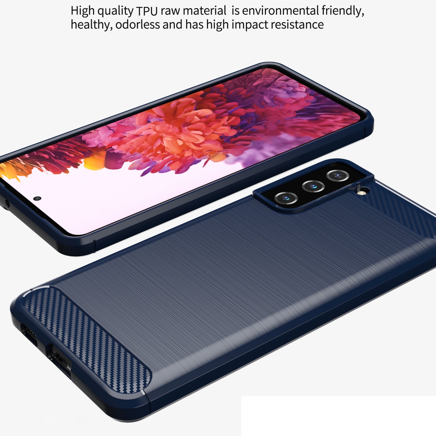 1.8mm Ultra Thin Soft TPU Case Heat Dissipation Carbon Fiber Texture Phone Cover with Brushed Surface for Samsung Galaxy S21+ 5G