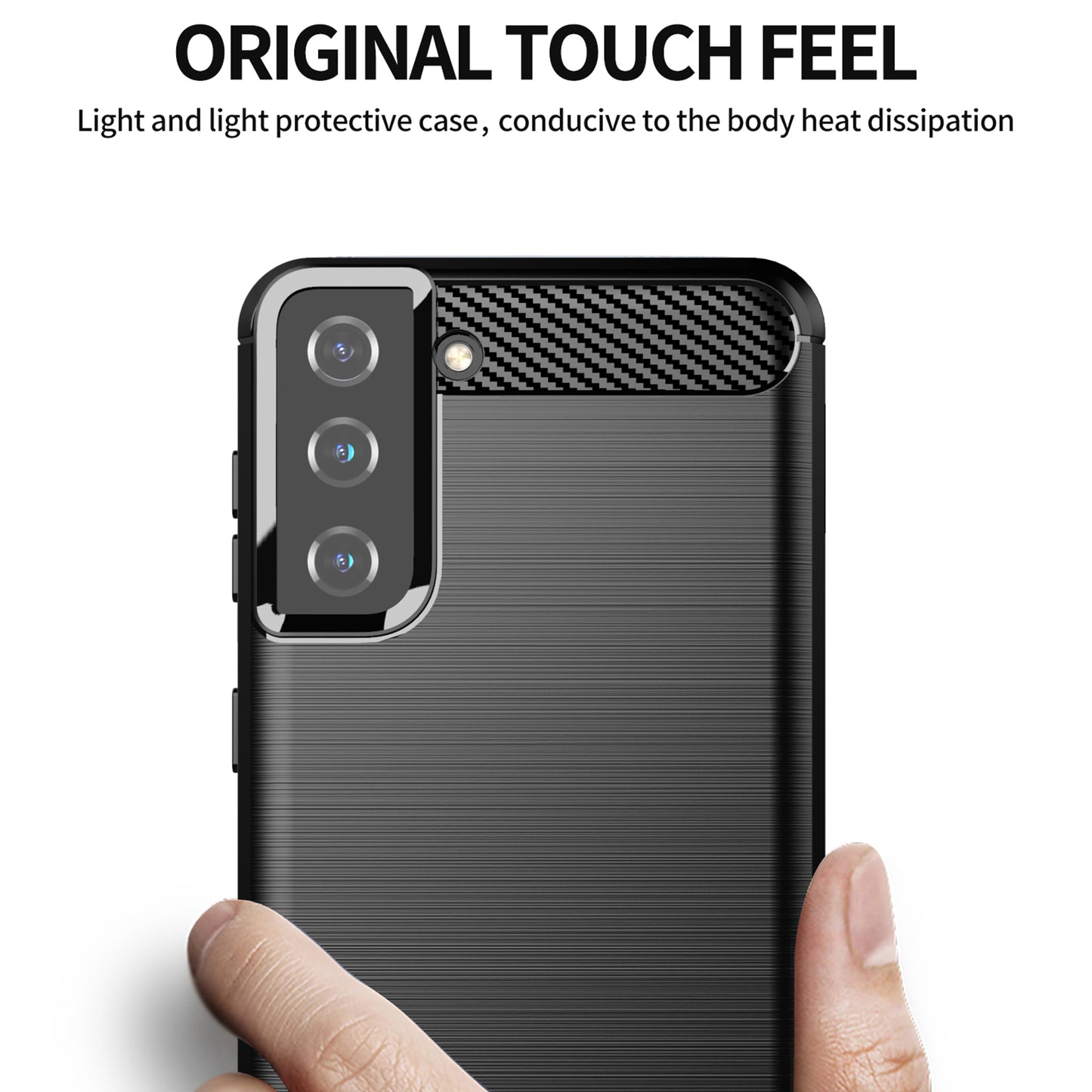 1.8mm Ultra Thin Soft TPU Case Heat Dissipation Carbon Fiber Texture Phone Cover with Brushed Surface for Samsung Galaxy S21+ 5G