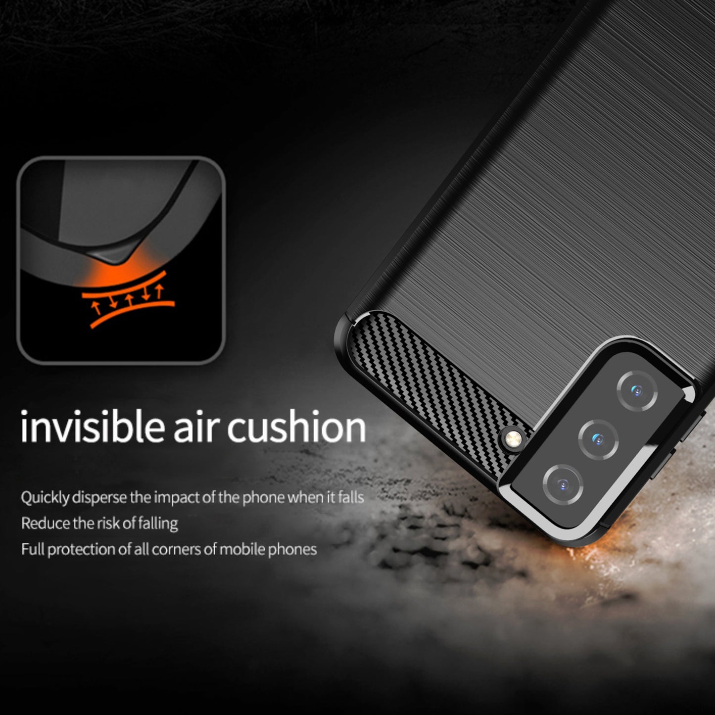 1.8mm Ultra Thin Soft TPU Case Heat Dissipation Carbon Fiber Texture Phone Cover with Brushed Surface for Samsung Galaxy S21+ 5G