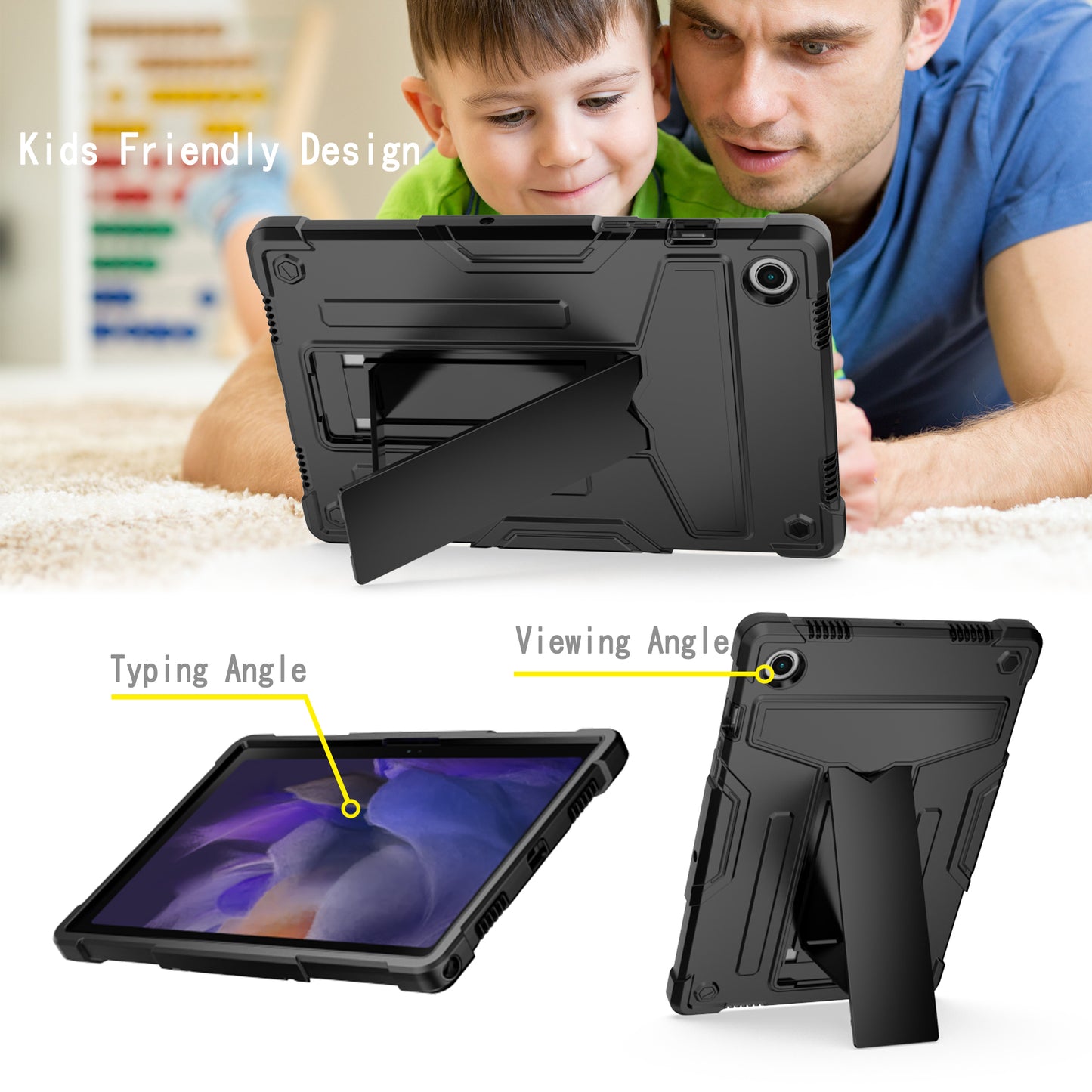 Foldable T-shaped Tablet Case with Kickstand PC Silicone Shockproof Protector Cover for Samsung Galaxy Tab A8 10.5 (2021)