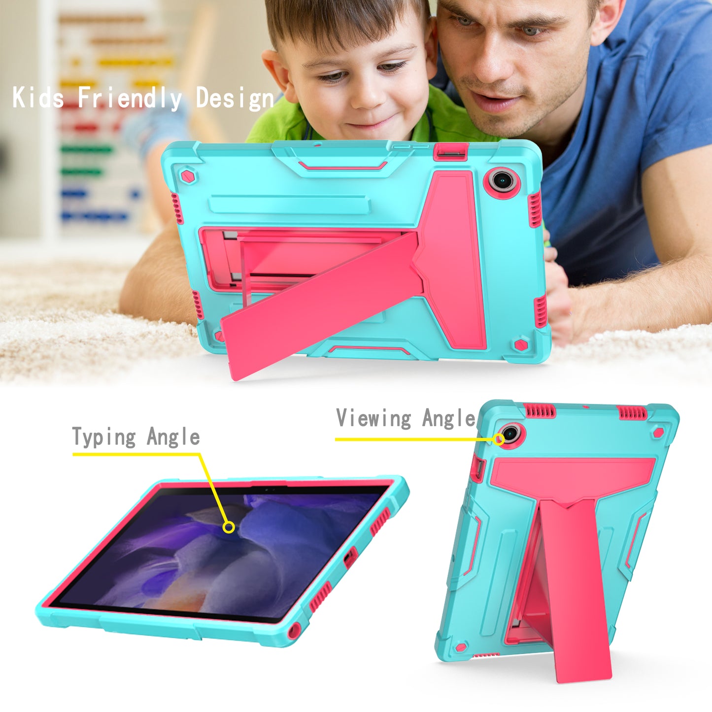 Foldable T-shaped Tablet Case with Kickstand PC Silicone Shockproof Protector Cover for Samsung Galaxy Tab A8 10.5 (2021)