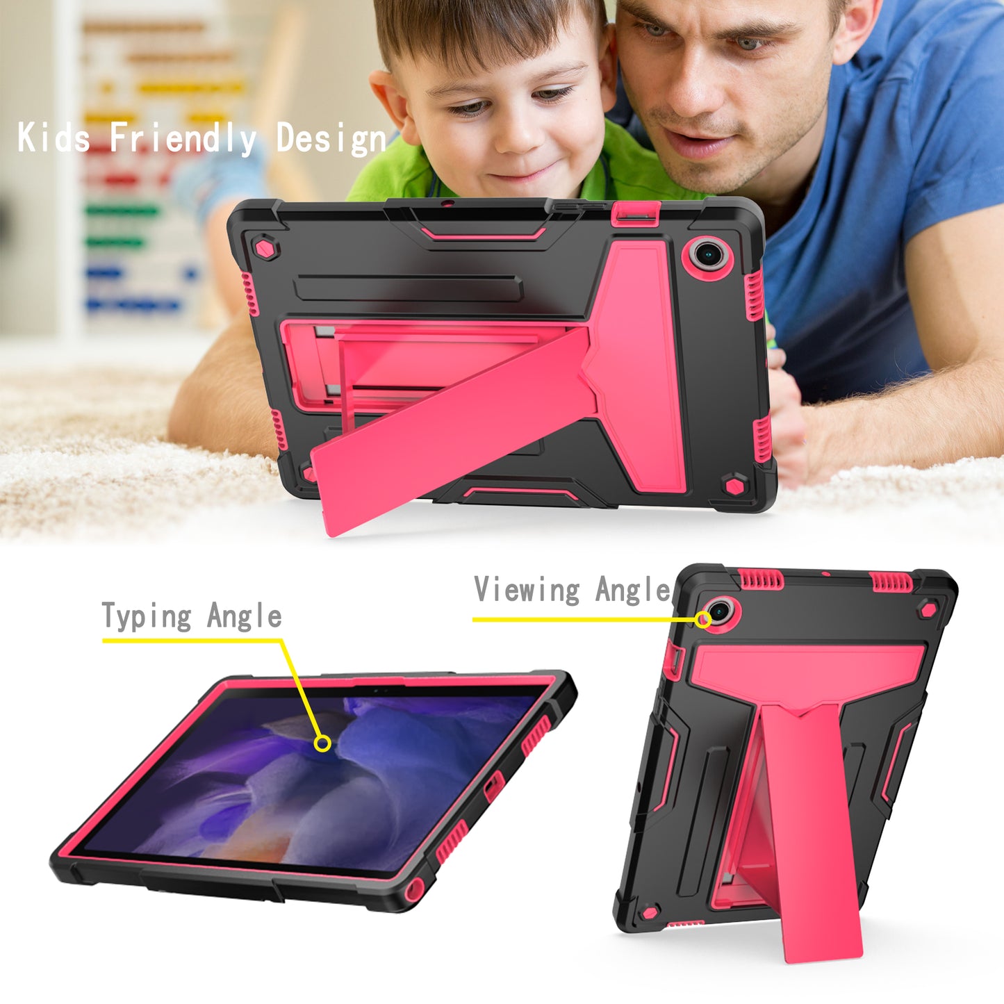 Foldable T-shaped Tablet Case with Kickstand PC Silicone Shockproof Protector Cover for Samsung Galaxy Tab A8 10.5 (2021)
