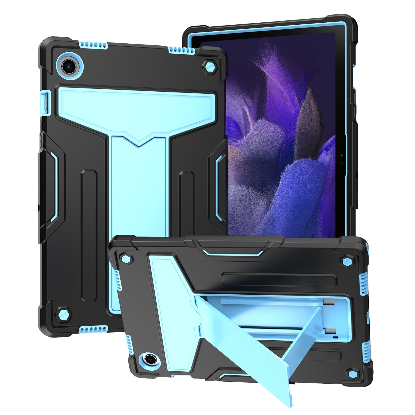 Foldable T-shaped Tablet Case with Kickstand PC Silicone Shockproof Protector Cover for Samsung Galaxy Tab A8 10.5 (2021)