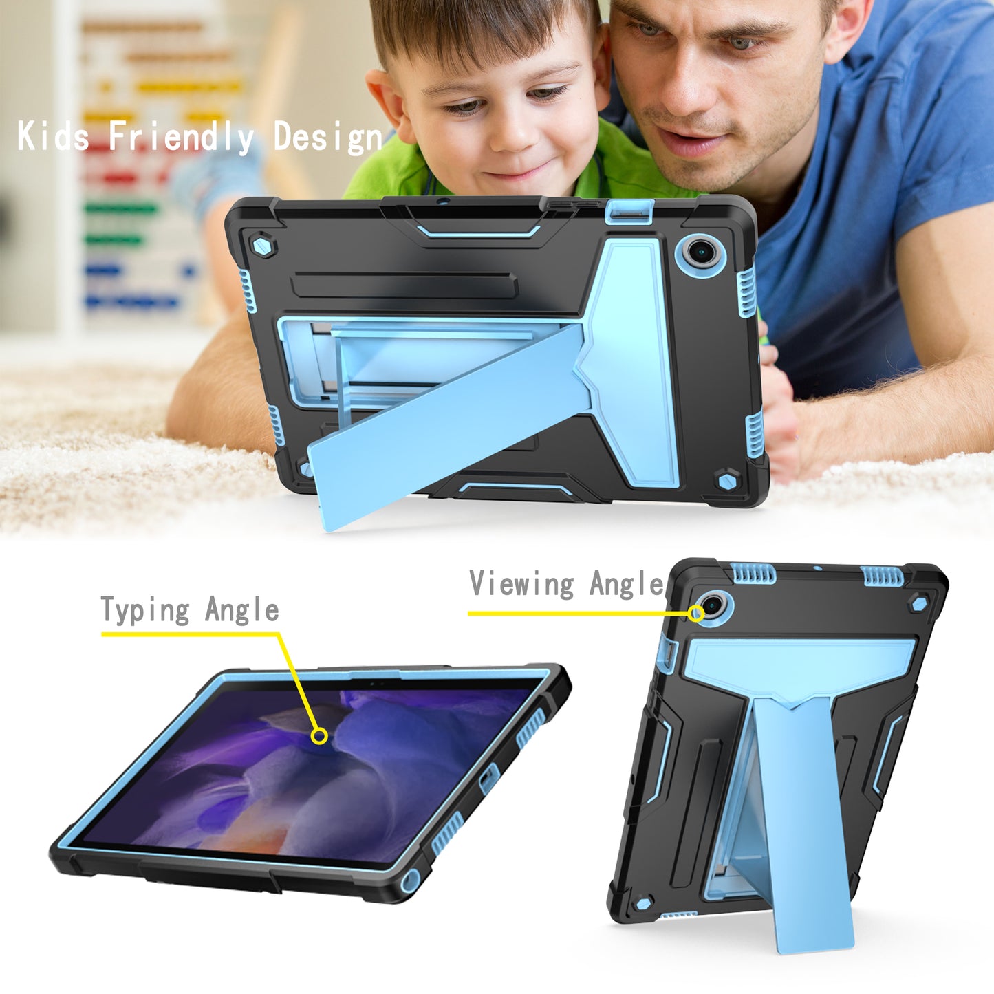 Foldable T-shaped Tablet Case with Kickstand PC Silicone Shockproof Protector Cover for Samsung Galaxy Tab A8 10.5 (2021)