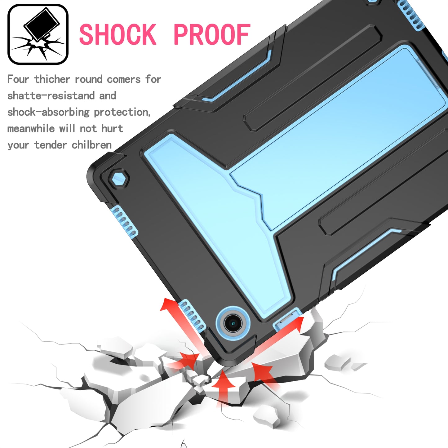 Foldable T-shaped Tablet Case with Kickstand PC Silicone Shockproof Protector Cover for Samsung Galaxy Tab A8 10.5 (2021)