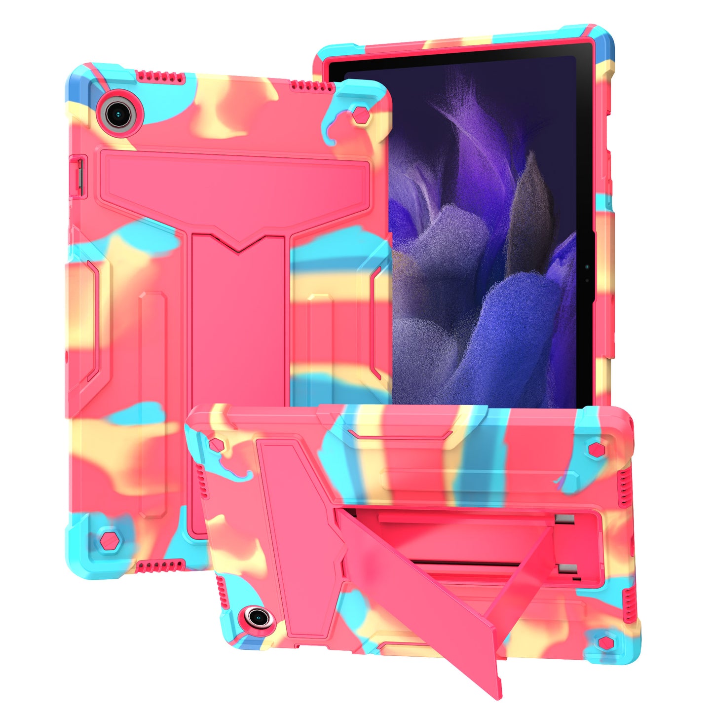 Foldable T-shaped Tablet Case with Kickstand PC Silicone Shockproof Protector Cover for Samsung Galaxy Tab A8 10.5 (2021)