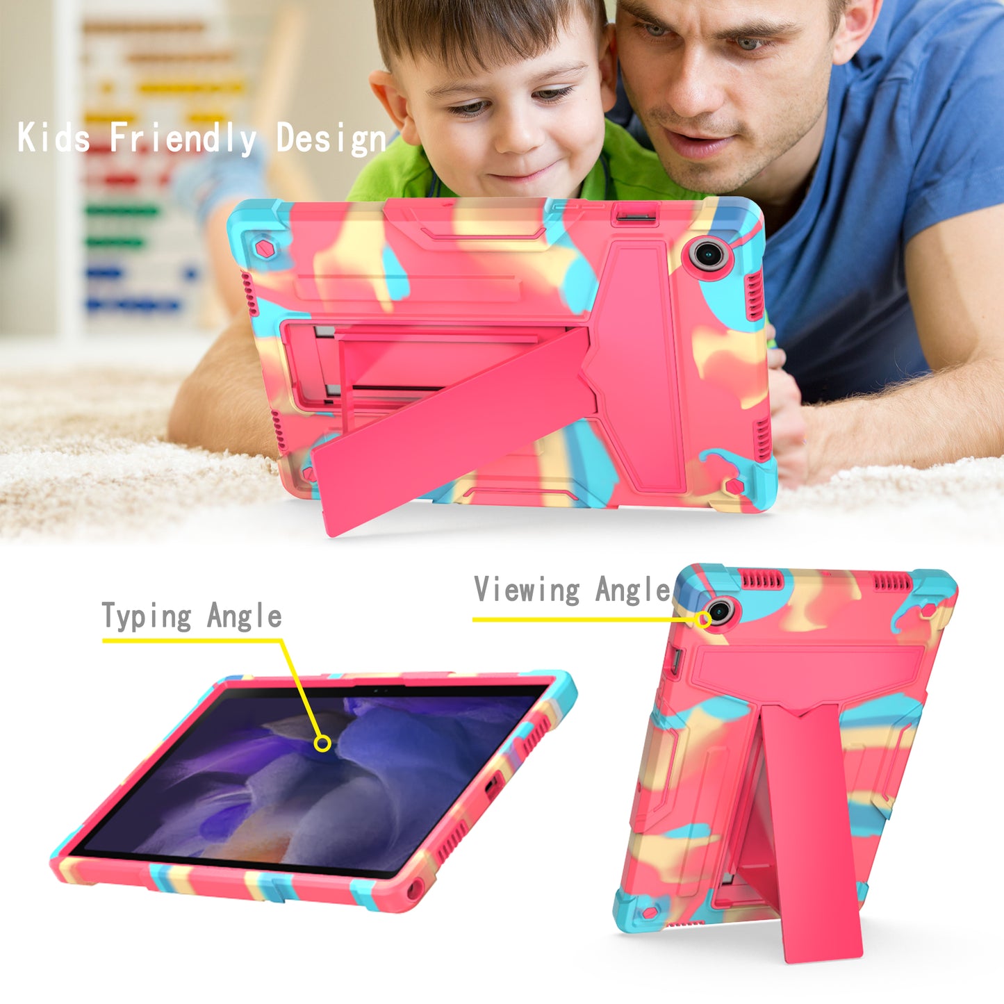 Foldable T-shaped Tablet Case with Kickstand PC Silicone Shockproof Protector Cover for Samsung Galaxy Tab A8 10.5 (2021)