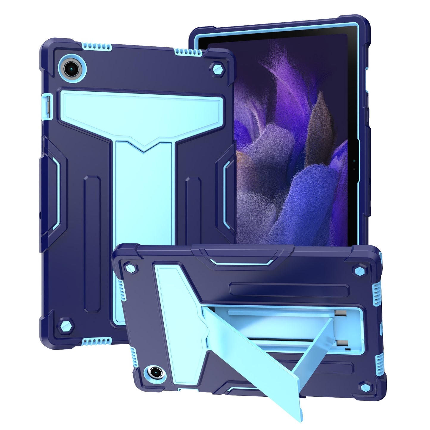 Foldable T-shaped Tablet Case with Kickstand PC Silicone Shockproof Protector Cover for Samsung Galaxy Tab A8 10.5 (2021)