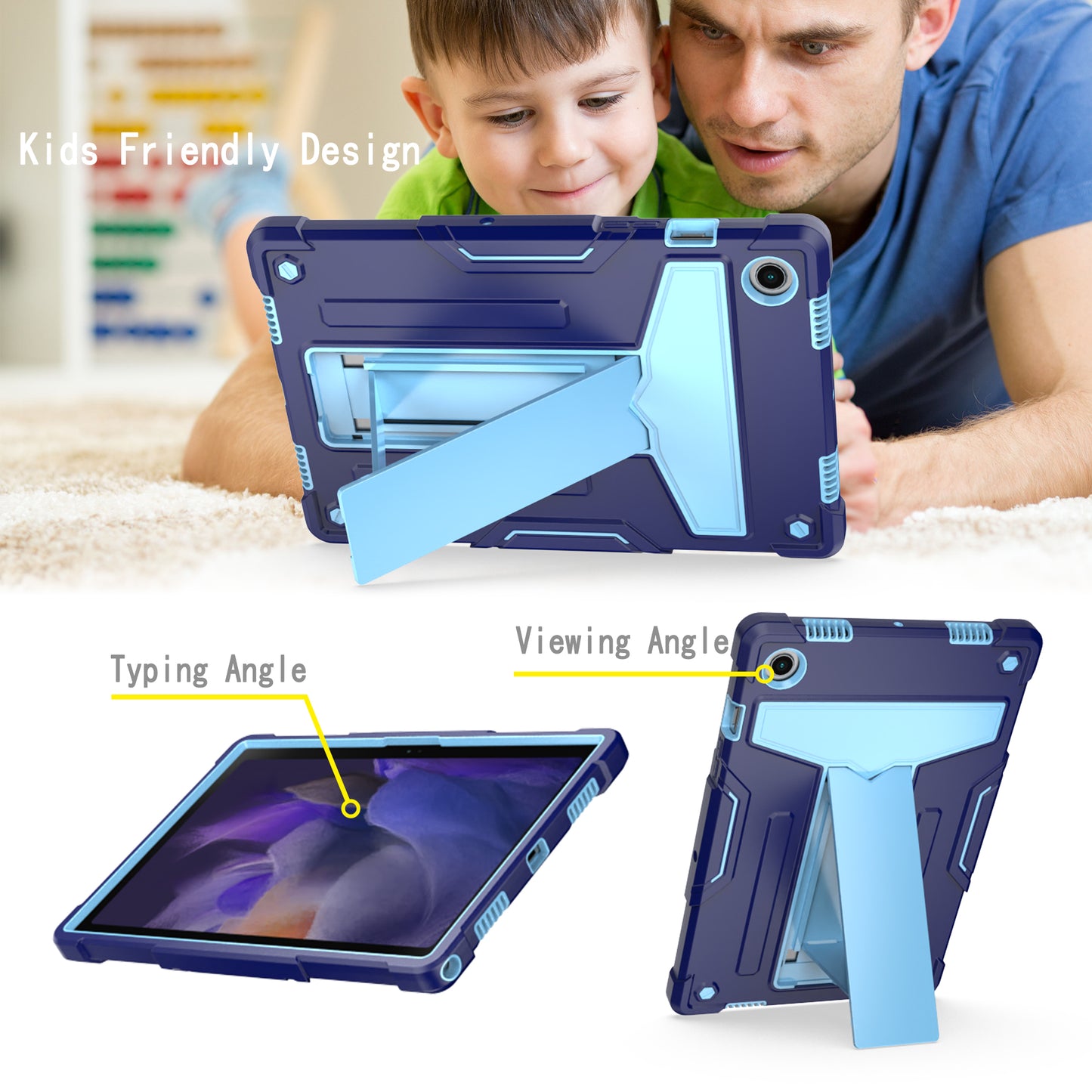 Foldable T-shaped Tablet Case with Kickstand PC Silicone Shockproof Protector Cover for Samsung Galaxy Tab A8 10.5 (2021)