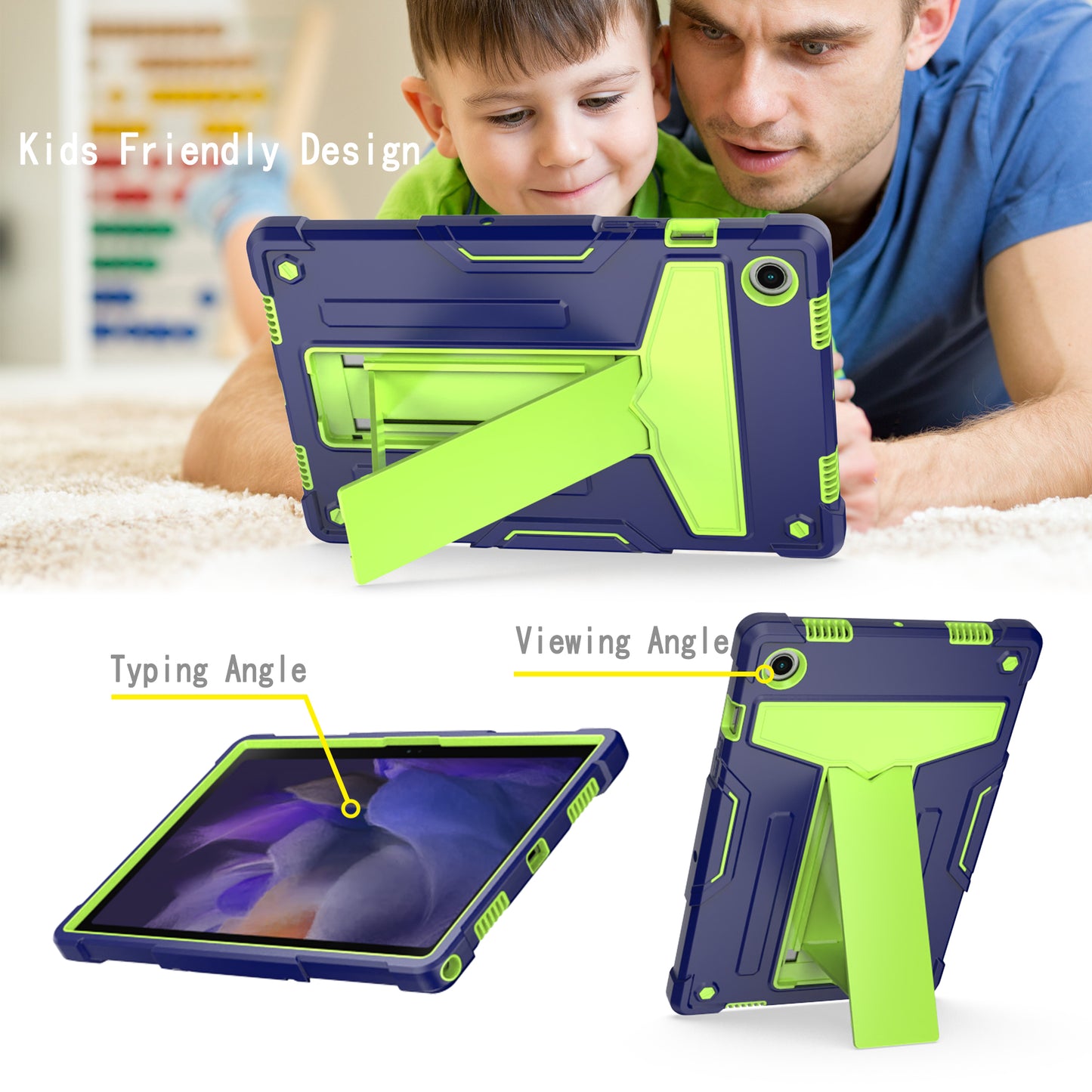 Foldable T-shaped Tablet Case with Kickstand PC Silicone Shockproof Protector Cover for Samsung Galaxy Tab A8 10.5 (2021)