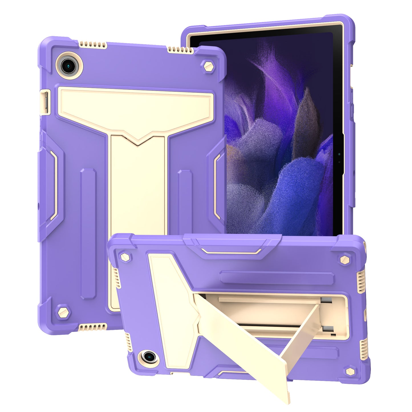 Foldable T-shaped Tablet Case with Kickstand PC Silicone Shockproof Protector Cover for Samsung Galaxy Tab A8 10.5 (2021)