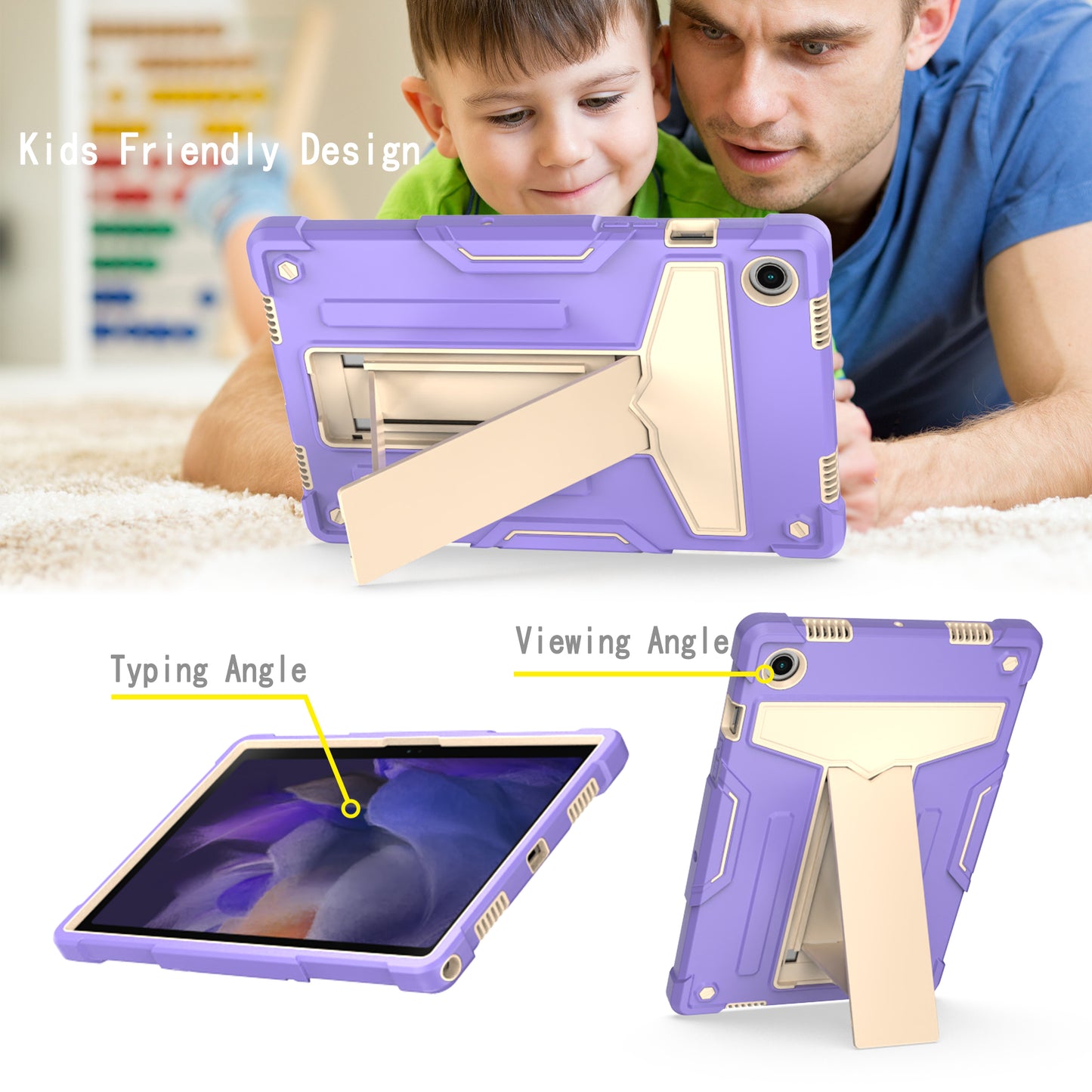 Foldable T-shaped Tablet Case with Kickstand PC Silicone Shockproof Protector Cover for Samsung Galaxy Tab A8 10.5 (2021)