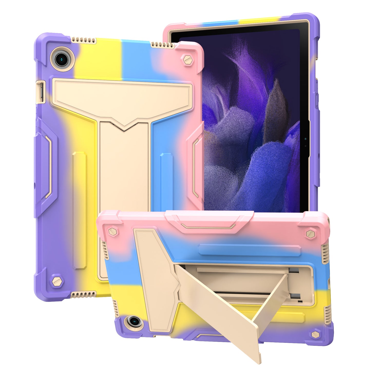 Foldable T-shaped Tablet Case with Kickstand PC Silicone Shockproof Protector Cover for Samsung Galaxy Tab A8 10.5 (2021)