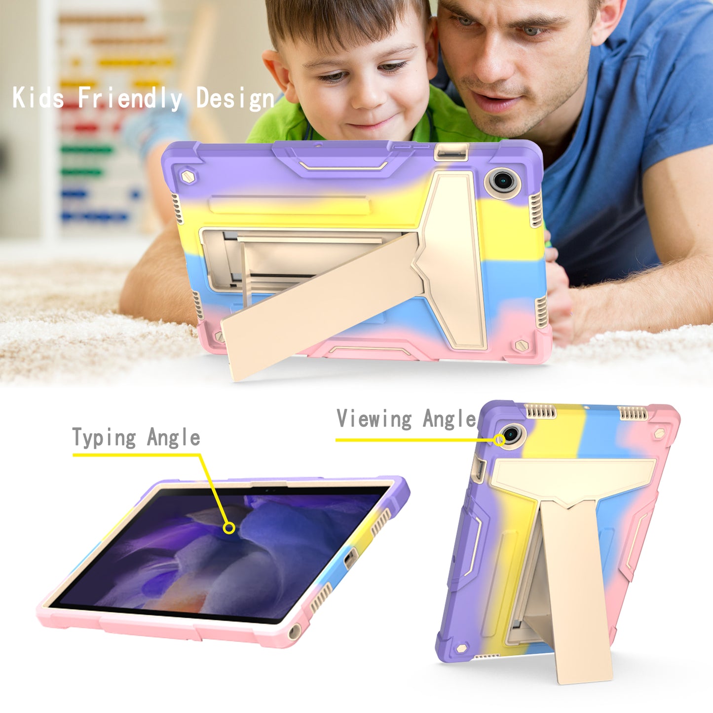 Foldable T-shaped Tablet Case with Kickstand PC Silicone Shockproof Protector Cover for Samsung Galaxy Tab A8 10.5 (2021)