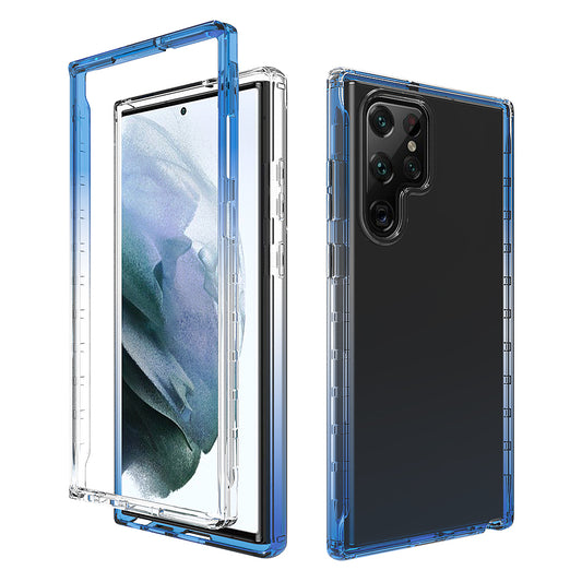 For Samsung Galaxy S22 Ultra 5G TPU + PC Anti-scratch Cell Phone Case Detachable 2-in-1 Design Clear Gradient Color Cover