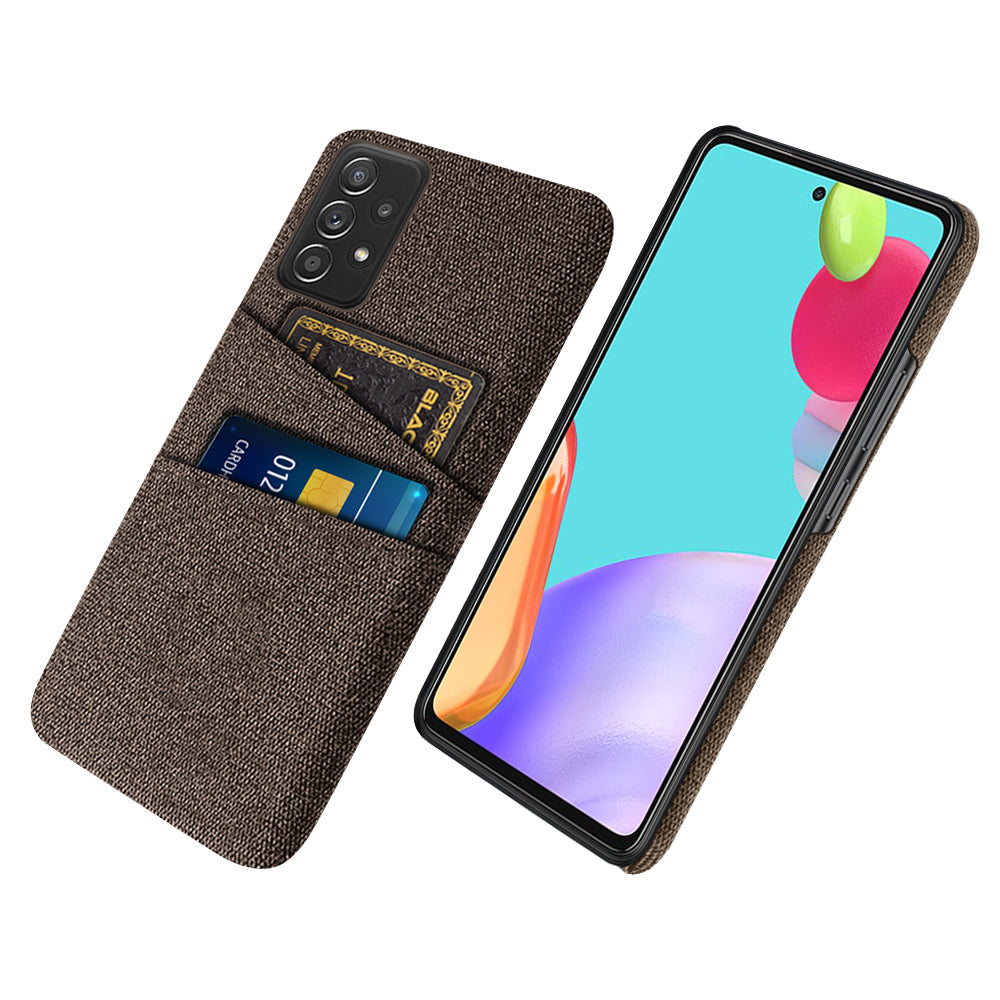 For Samsung Galaxy A52 5G/A52 4G/A52s 5G Mobile Phone Cover Dual Card Slots Cell Phone Case Cloth + PC Phone Back Shell