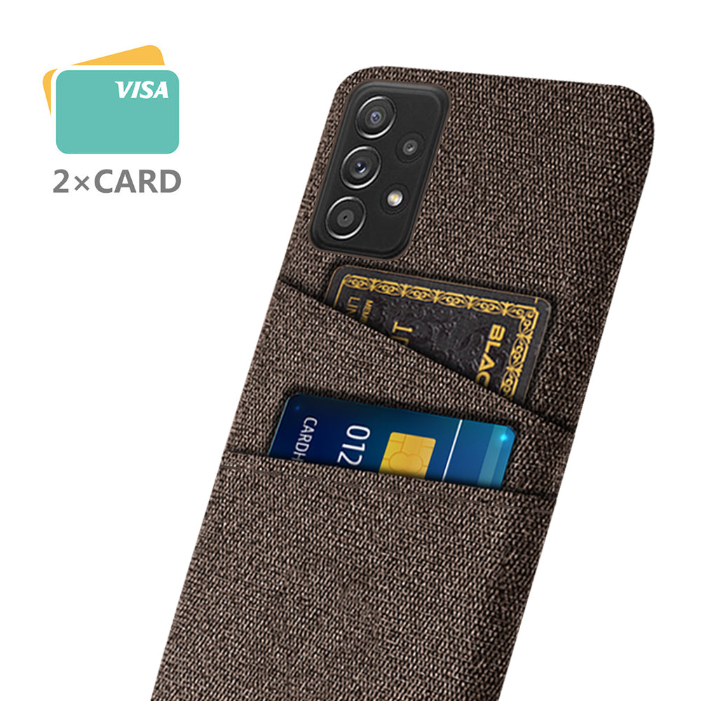 For Samsung Galaxy A52 5G/A52 4G/A52s 5G Mobile Phone Cover Dual Card Slots Cell Phone Case Cloth + PC Phone Back Shell