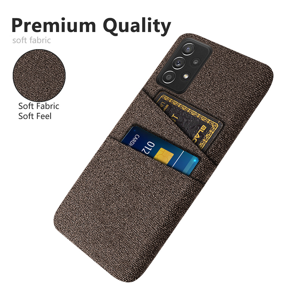 For Samsung Galaxy A52 5G/A52 4G/A52s 5G Mobile Phone Cover Dual Card Slots Cell Phone Case Cloth + PC Phone Back Shell