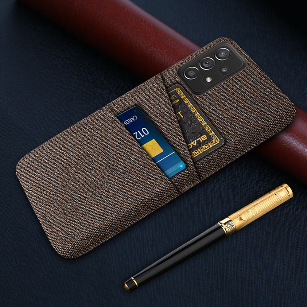 For Samsung Galaxy A52 5G/A52 4G/A52s 5G Mobile Phone Cover Dual Card Slots Cell Phone Case Cloth + PC Phone Back Shell