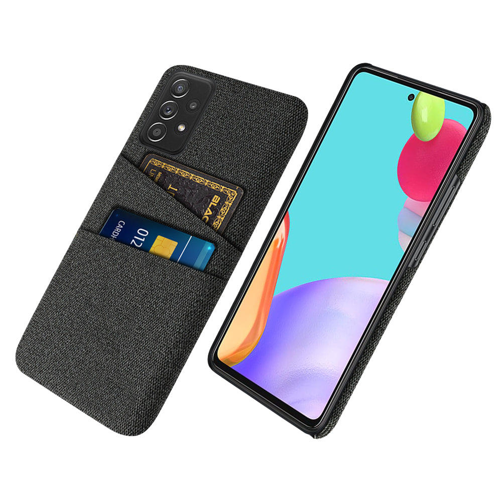 For Samsung Galaxy A52 5G/A52 4G/A52s 5G Mobile Phone Cover Dual Card Slots Cell Phone Case Cloth + PC Phone Back Shell