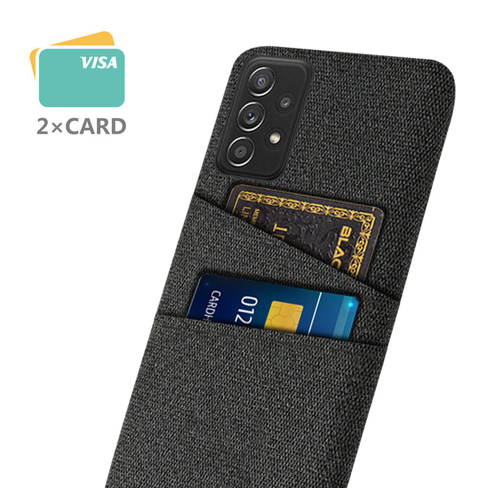 For Samsung Galaxy A52 5G/A52 4G/A52s 5G Mobile Phone Cover Dual Card Slots Cell Phone Case Cloth + PC Phone Back Shell