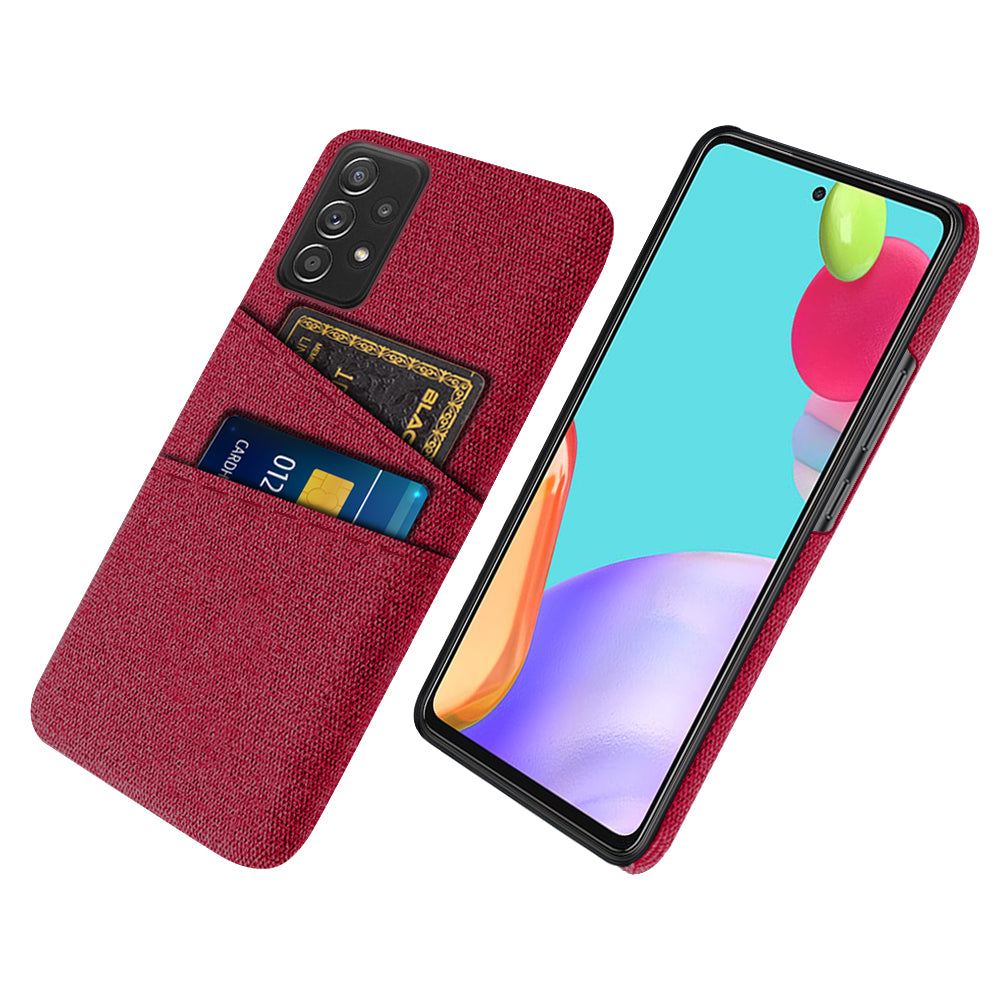 For Samsung Galaxy A52 5G/A52 4G/A52s 5G Mobile Phone Cover Dual Card Slots Cell Phone Case Cloth + PC Phone Back Shell