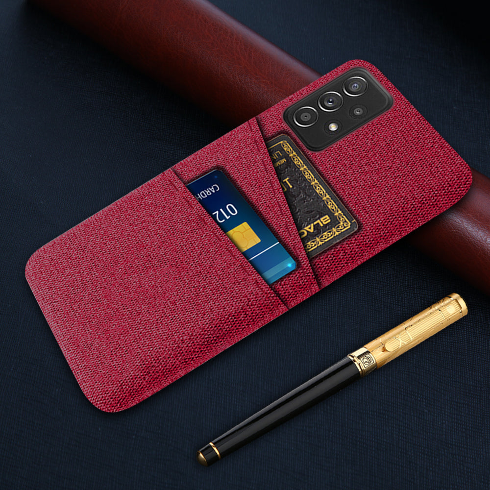 For Samsung Galaxy A52 5G/A52 4G/A52s 5G Mobile Phone Cover Dual Card Slots Cell Phone Case Cloth + PC Phone Back Shell