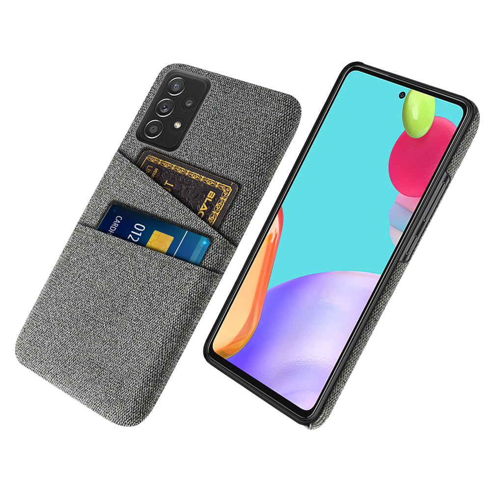 For Samsung Galaxy A52 5G/A52 4G/A52s 5G Mobile Phone Cover Dual Card Slots Cell Phone Case Cloth + PC Phone Back Shell