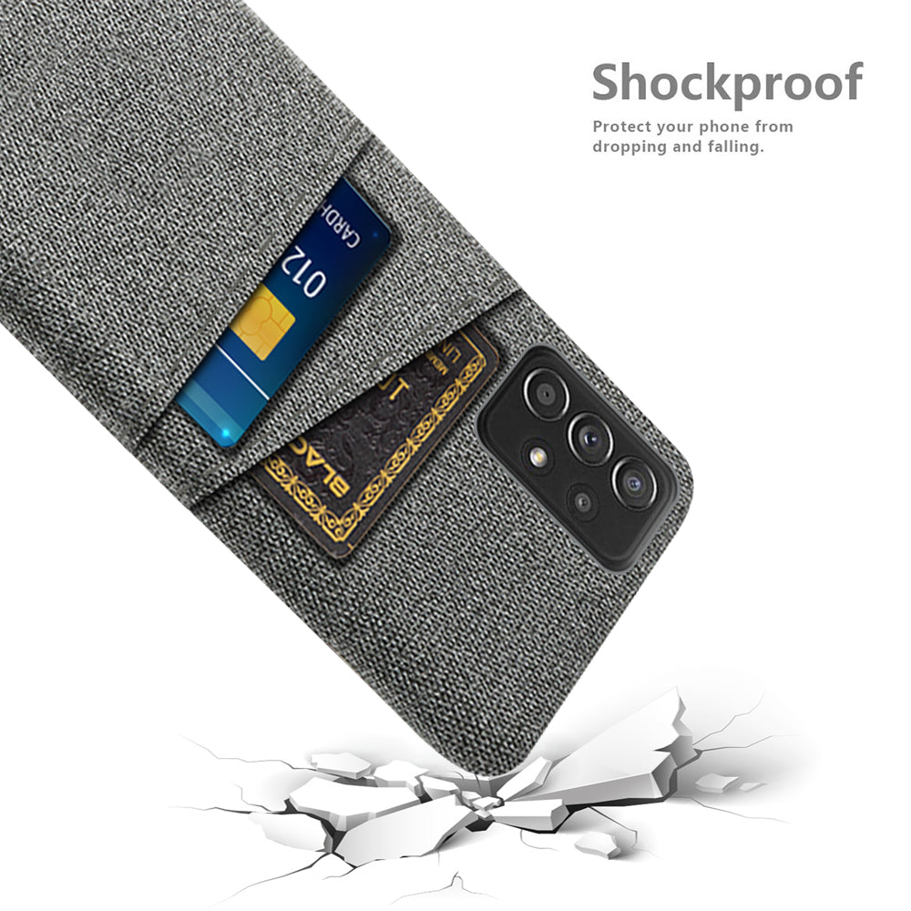 For Samsung Galaxy A52 5G/A52 4G/A52s 5G Mobile Phone Cover Dual Card Slots Cell Phone Case Cloth + PC Phone Back Shell