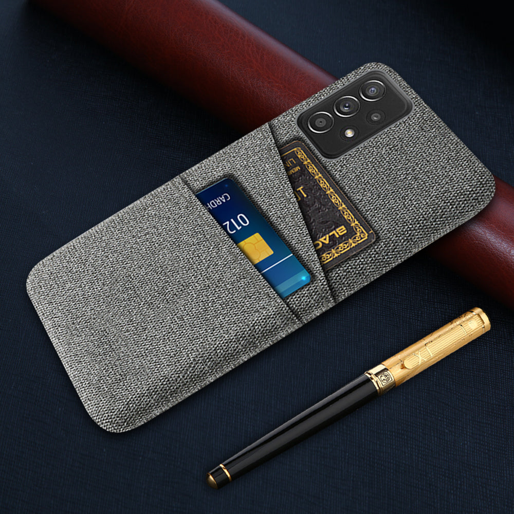 For Samsung Galaxy A52 5G/A52 4G/A52s 5G Mobile Phone Cover Dual Card Slots Cell Phone Case Cloth + PC Phone Back Shell