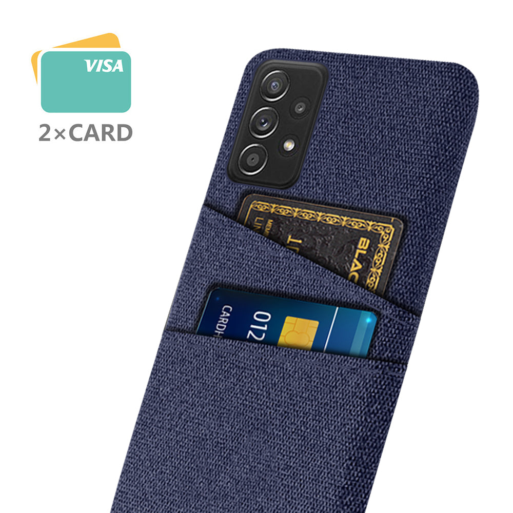 For Samsung Galaxy A52 5G/A52 4G/A52s 5G Mobile Phone Cover Dual Card Slots Cell Phone Case Cloth + PC Phone Back Shell