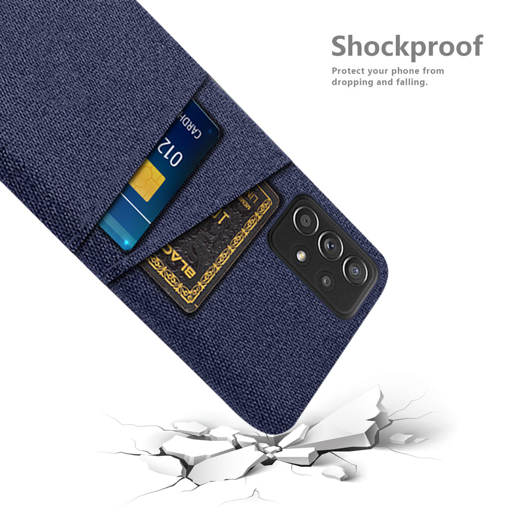 For Samsung Galaxy A52 5G/A52 4G/A52s 5G Mobile Phone Cover Dual Card Slots Cell Phone Case Cloth + PC Phone Back Shell