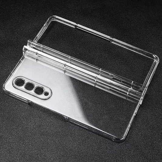 For Samsung Galaxy Z Fold3 5G Folding Transparent Phone Case Full Protection Anti-scratch Cover with Pen Holder