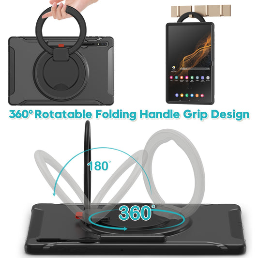 For Samsung Galaxy Tab S8 Ultra 14.6 X900/X906 Rotary Kickstand PC + TPU Tablet Case Cover with Pen Slot