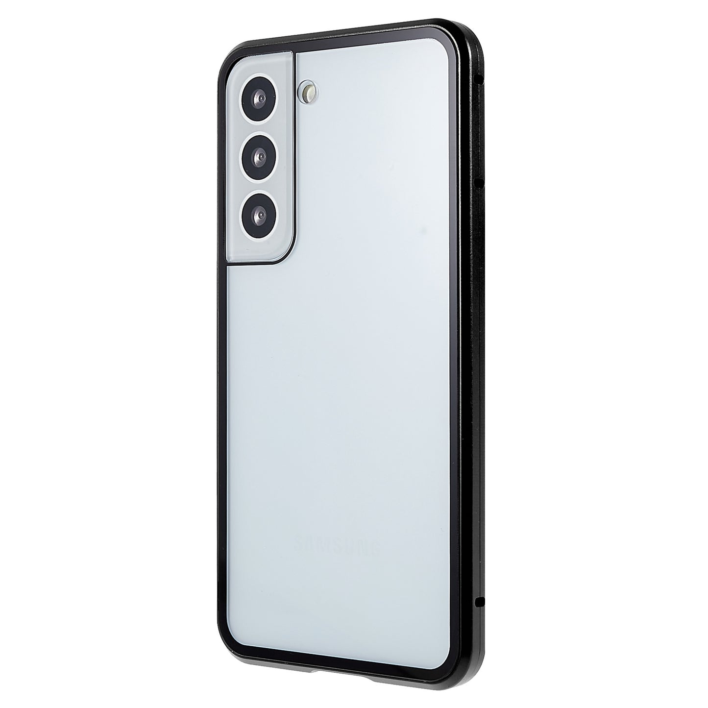 For Samsung Galaxy S22 5G 360 Degree Full Protection Phone Case Metal Bumper + Double-sided Tempered Glass Anti-fall Shell with Magnetic Closure