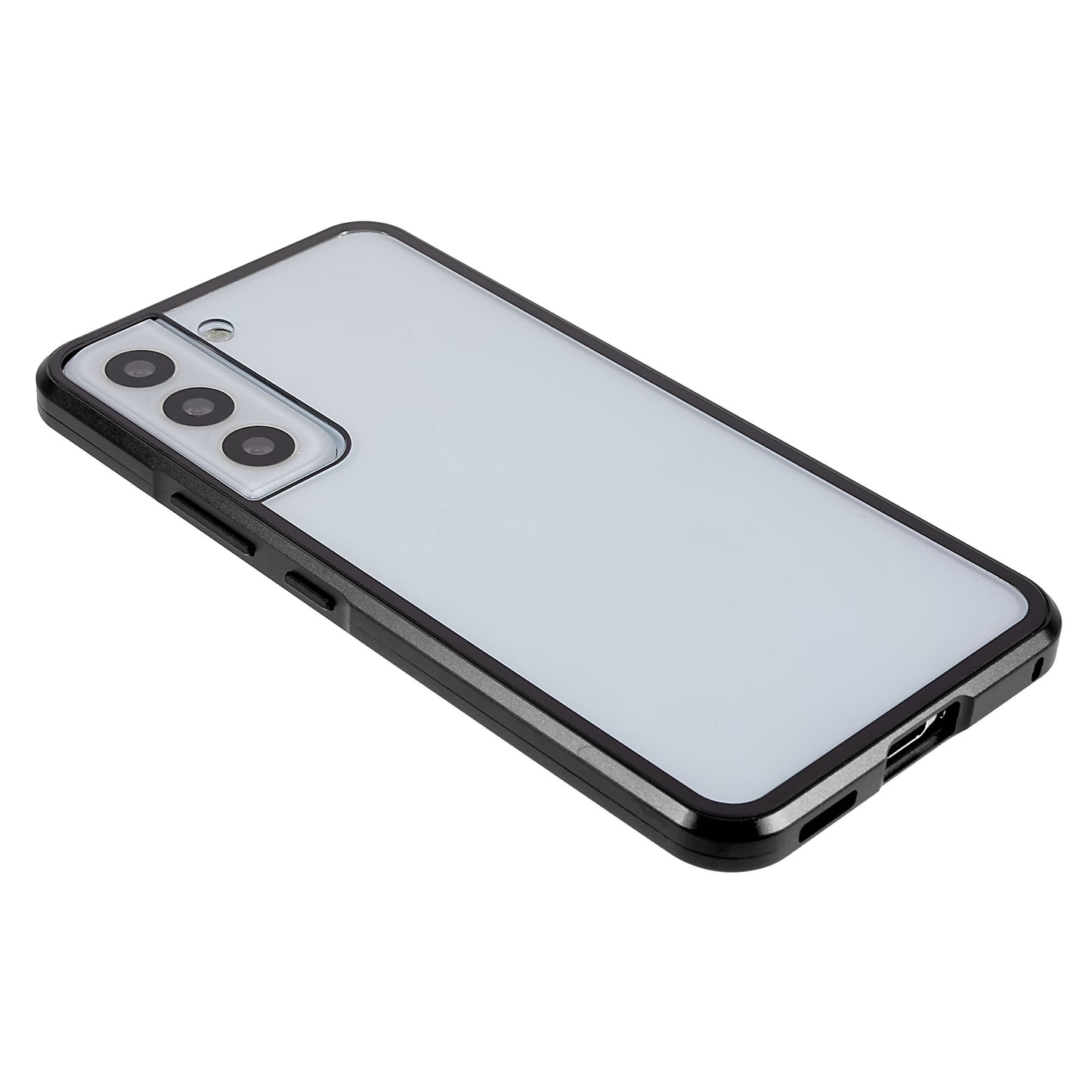 For Samsung Galaxy S22 5G 360 Degree Full Protection Phone Case Metal Bumper + Double-sided Tempered Glass Anti-fall Shell with Magnetic Closure