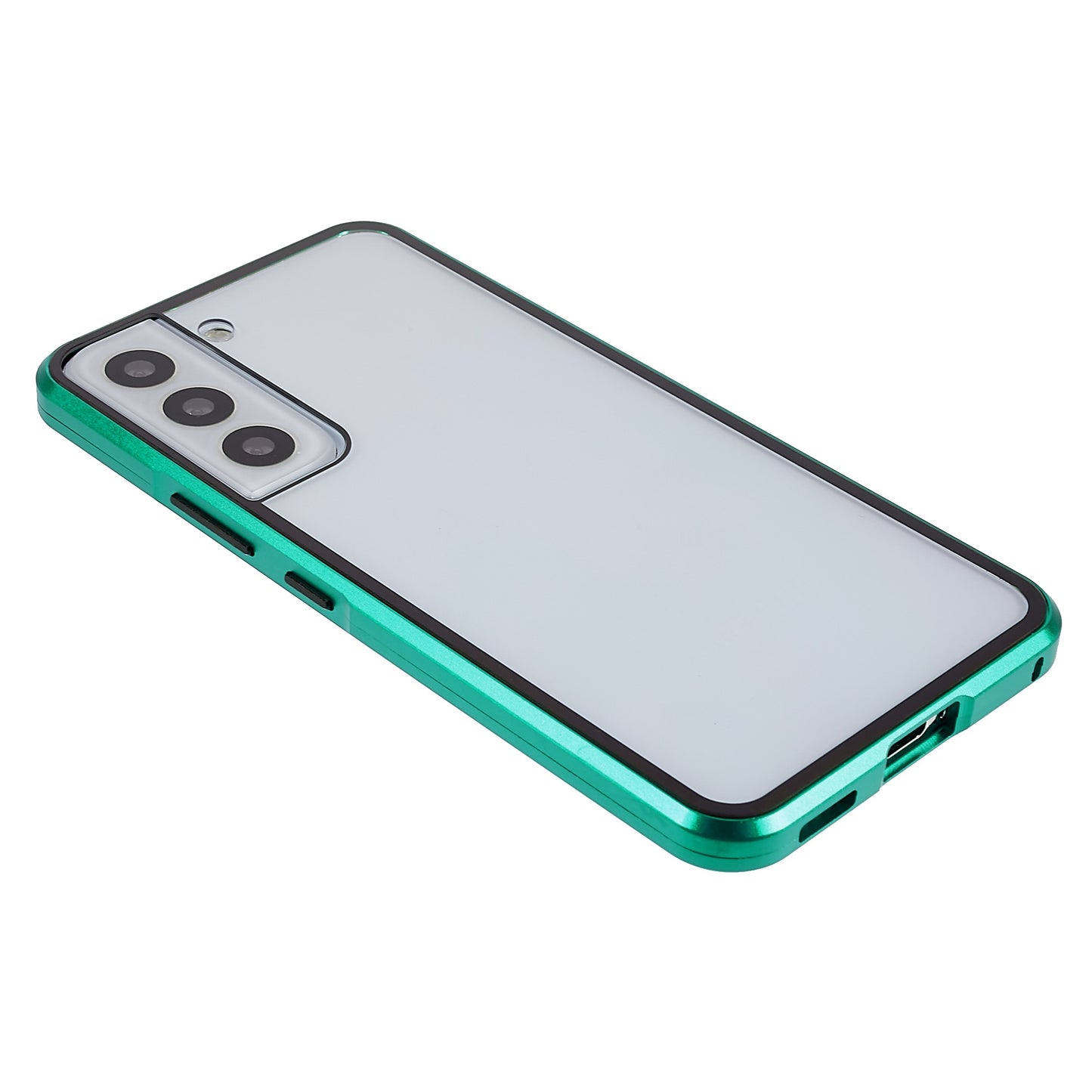 For Samsung Galaxy S22 5G 360 Degree Full Protection Phone Case Metal Bumper + Double-sided Tempered Glass Anti-fall Shell with Magnetic Closure