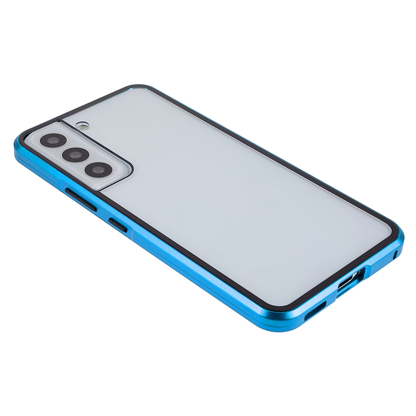 For Samsung Galaxy S22 5G 360 Degree Full Protection Phone Case Metal Bumper + Double-sided Tempered Glass Anti-fall Shell with Magnetic Closure