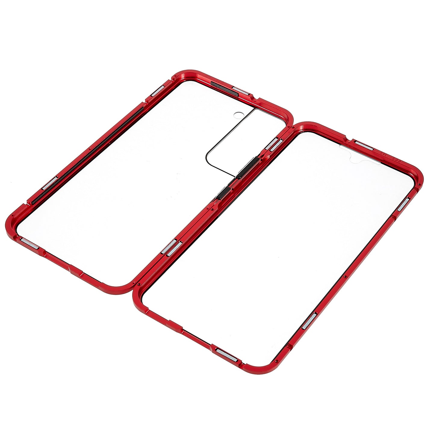 For Samsung Galaxy S22 5G 360 Degree Full Protection Phone Case Metal Bumper + Double-sided Tempered Glass Anti-fall Shell with Magnetic Closure