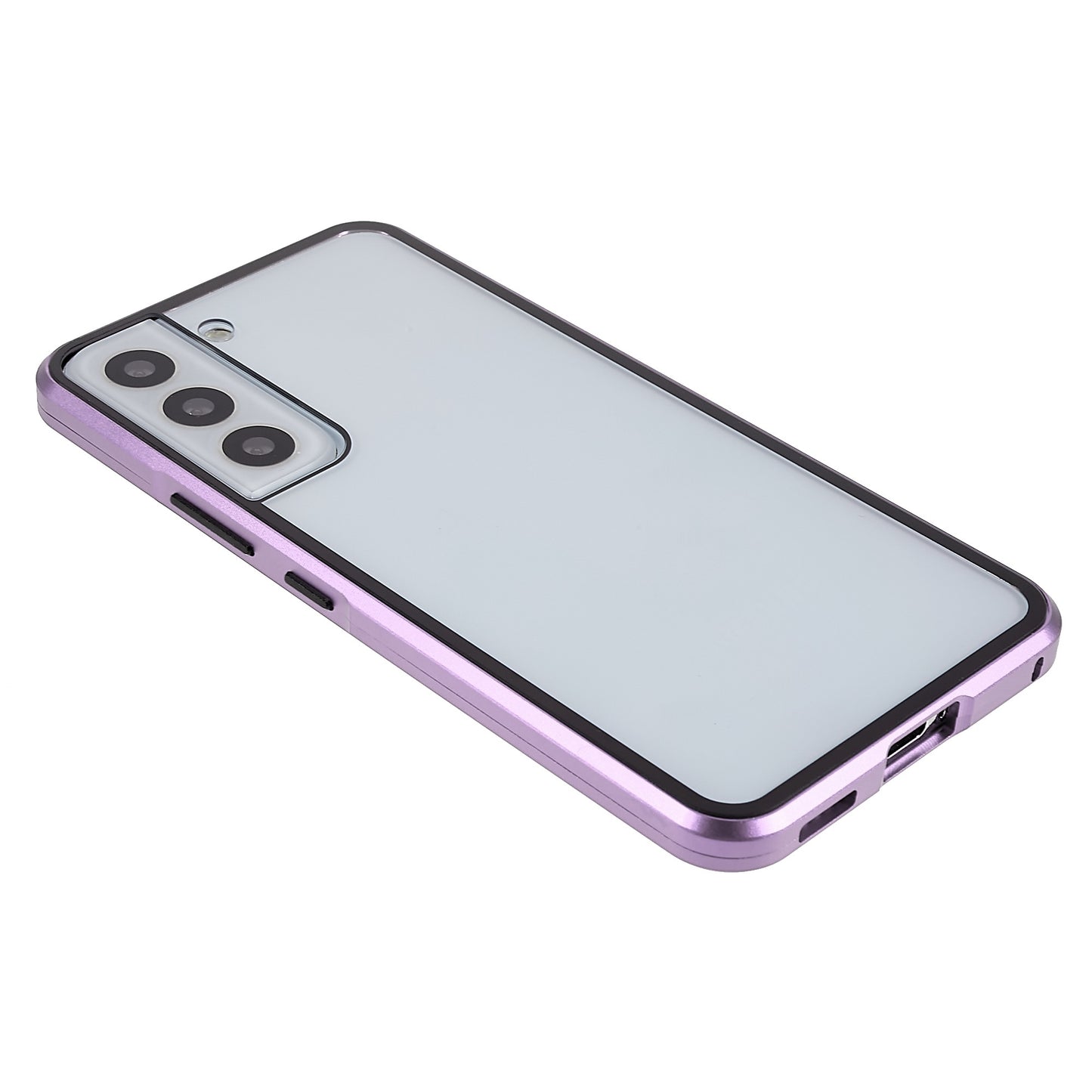 For Samsung Galaxy S22 5G 360 Degree Full Protection Phone Case Metal Bumper + Double-sided Tempered Glass Anti-fall Shell with Magnetic Closure