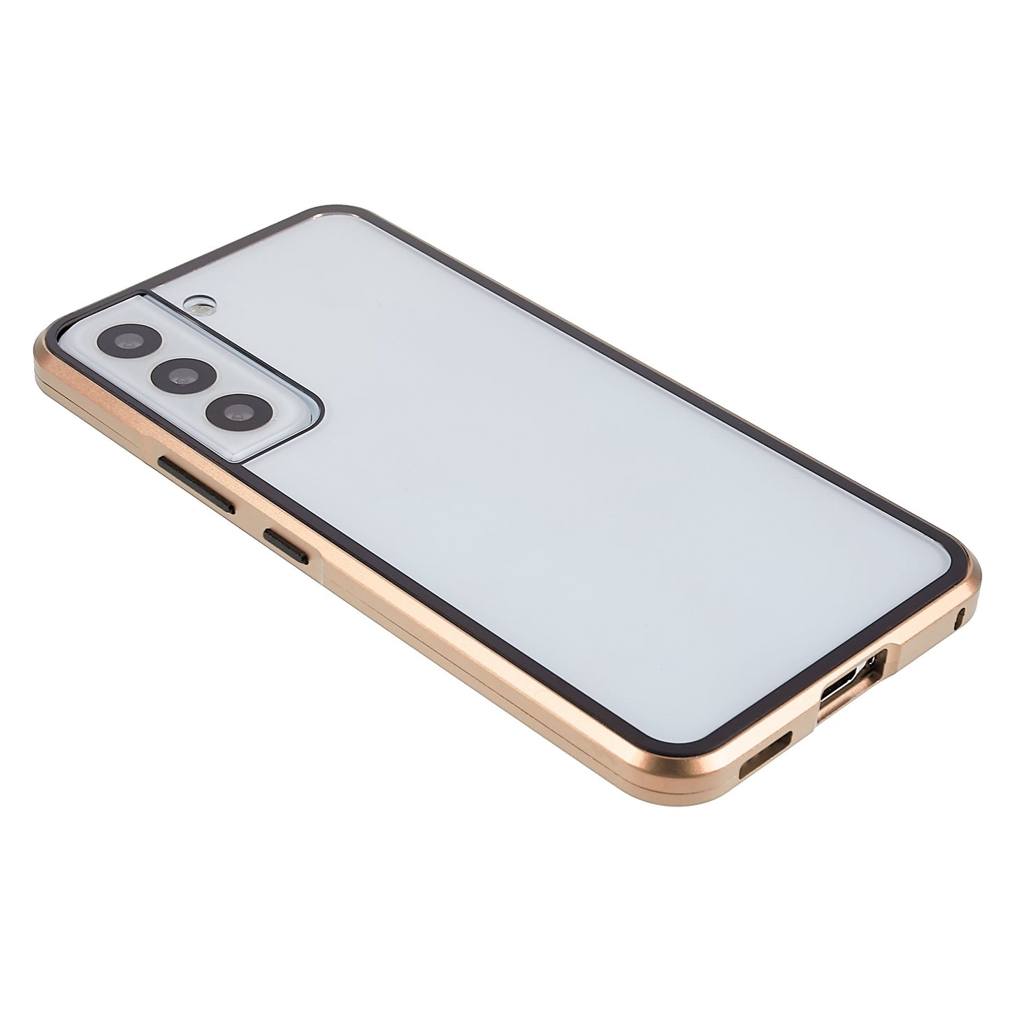 For Samsung Galaxy S22 5G 360 Degree Full Protection Phone Case Metal Bumper + Double-sided Tempered Glass Anti-fall Shell with Magnetic Closure