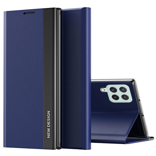 For Samsung Galaxy M33 5G (Global Version) Electroplating PU Leather Stand Case Magnetic Absorption All-round Protection Phone Cover