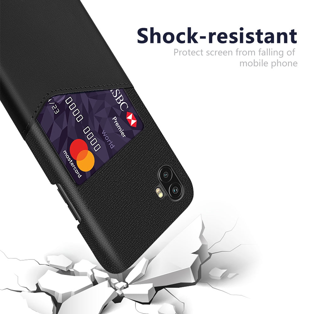 For Samsung Galaxy Xcover Pro 2 5G Ultra Slim Phone Cover with Card Holder Shockproof Cloth Texture PU Leather Coated PC Phone Case